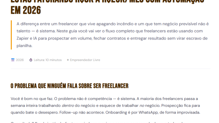 Fluxo de Trabalho 2.0 com Zapier: Como Freelancers Estão Faturando R$8k a R$25k/mês com Automação em 2026